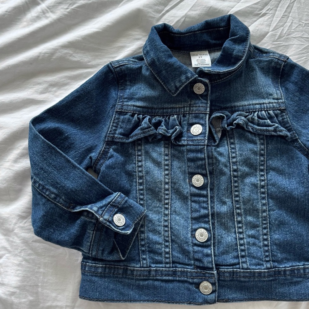 Okie Dokie Toddler Denim Jacket with Ruffles
